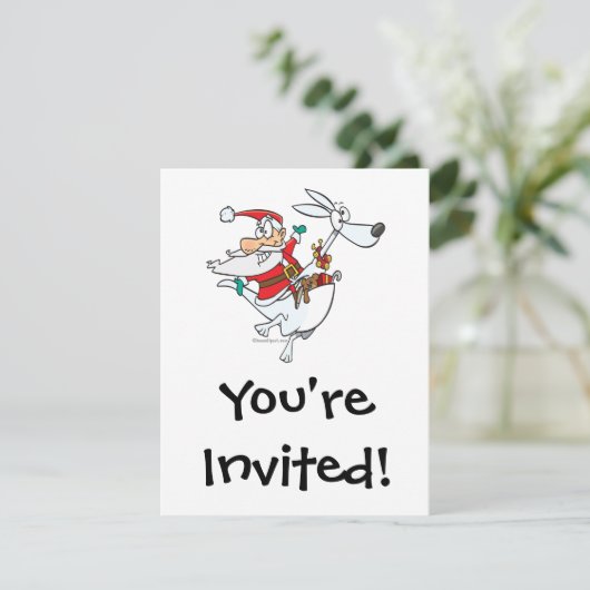 alberner Santa auf einem Känguru-Cartoon Einladung (Stehend Vorderseite)