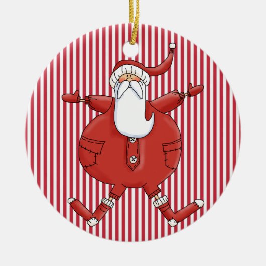 Alberner Santa on Stripe Hintergrund Keramikornament (Vorne)