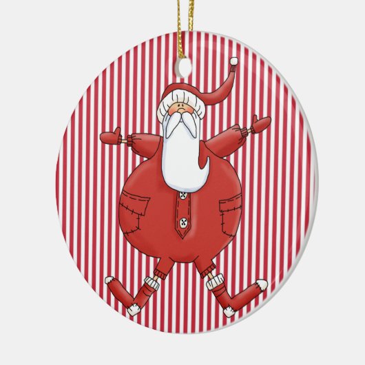 Alberner Santa on Stripe Hintergrund Keramikornament (Links)