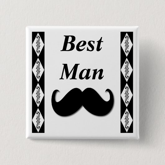 Alberner Schnurrbart-Knopf Button (Vorderseite)