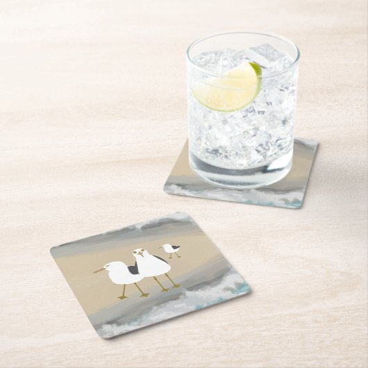 Alberner Seemöwe-Untersetzer Rechteckiger Pappuntersetzer (Vor Ort)
