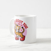 Alberner Tiger mit Riesenschuhen und Kuss Kaffeetasse (Vorderseite Links)