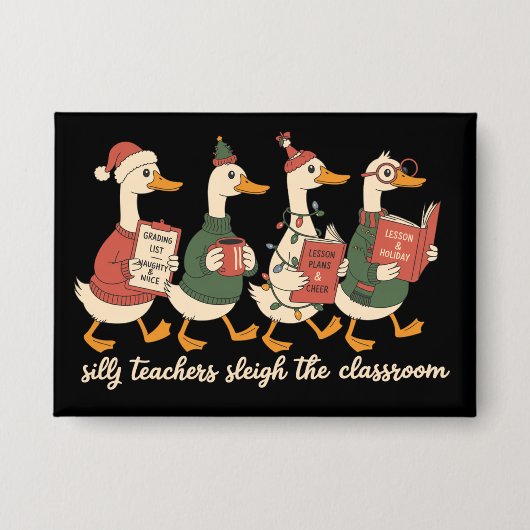 Alberner Weihnachtslehrer Goose Geschenk Gemütlich Button (Vorderseite)