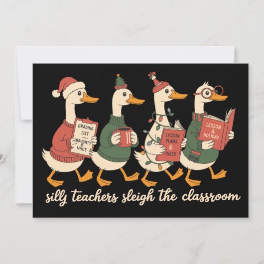Alberner Weihnachtslehrer Goose Geschenk Gemütlich Feiertagskarte (Vorderseite)