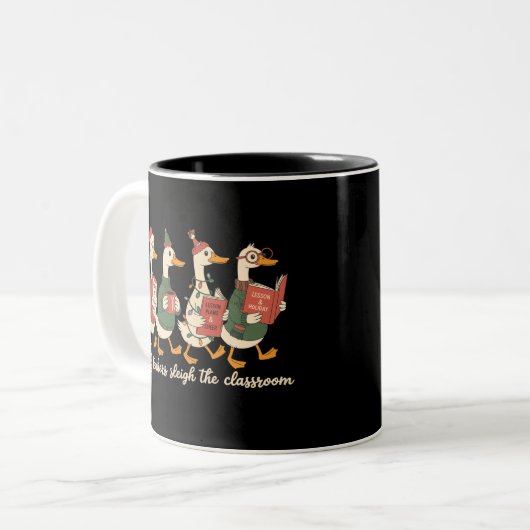 Alberner Weihnachtslehrer Goose Geschenk Gemütlich Zweifarbige Tasse (Vorderseite Links)