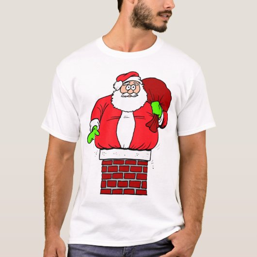 Alberner Weihnachtsmann im Kaminfeuer T-Shirt (Vorderseite)
