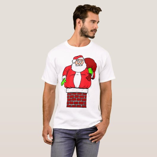 Alberner Weihnachtsmann im Kaminfeuer T-Shirt (Vorne ganz)