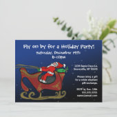 Alberner Weihnachtsmann in seinem Schlitten Einladung (Stehend Vorderseite)