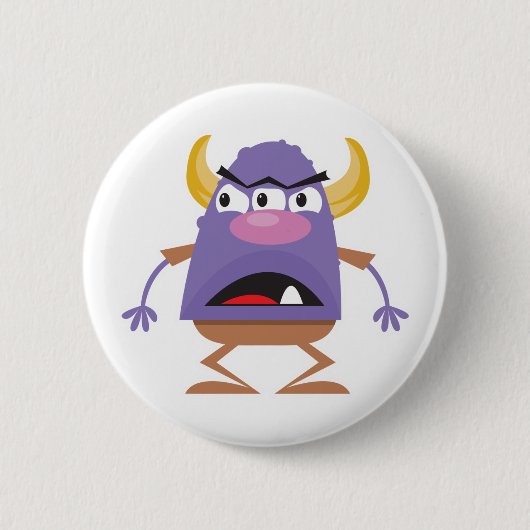 albernes Drei-mit Augen-Oger-Monster Button (Vorderseite)