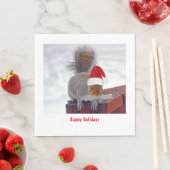 Albernes Eichhörnchen mit Weihnachtsmannmütze Napk Serviette (Beispiel)