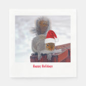 Albernes Eichhörnchen mit Weihnachtsmannmütze Napk Serviette (Vorderseite)