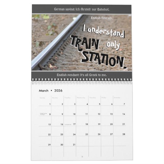 Albernes Englisch für Runaways und Deutsch Lernend Kalender (Mär 2026)