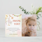 Albernes Gänse Geburtstagsparty Foto Danke Karte (Stehend Vorderseite)