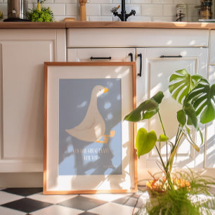 Albernes Gänseposter in Aquarellblau Poster