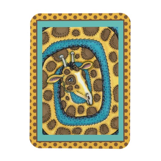 ALBERNES GIRAFFE LANGE NACKE UND SPOTS, FUNNY FOLK MAGNET (Vertikal)