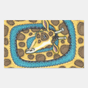 ALBERNES GIRAFFE LANGE NACKE UND SPOTS, FUNNY FOLK RECHTECKIGER AUFKLEBER
