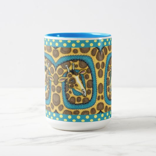 ALBERNES GIRAFFE LANGE NACKE UND SPOTS, FUNNY FOLK ZWEIFARBIGE TASSE (Mittel)