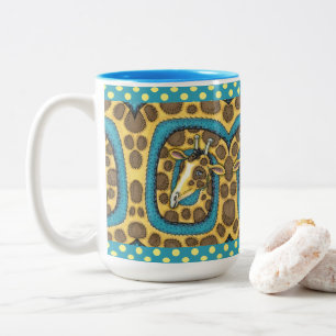 ALBERNES GIRAFFE LANGE NACKE UND SPOTS, FUNNY FOLK ZWEIFARBIGE TASSE
