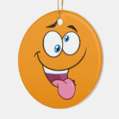 Albernes Goofy quadratisches Emoji Keramik Ornament (Links)