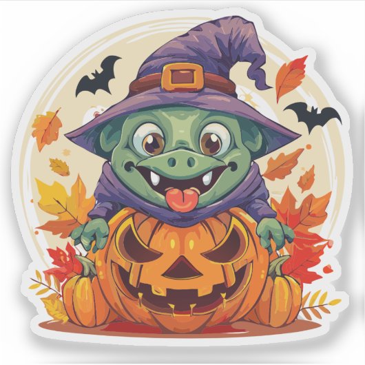 Albernes Halloween-Monster Aufkleber (Vorderseite)