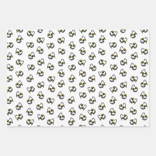 Albernes Halloween-Monstergesicht - orange/grau/we Geschenkpapier Set (Vorderseite)