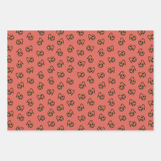 Albernes Halloween-Monstergesicht - orange/schwarz Geschenkpapier Set (Vorderseite 2)