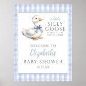 Albernes kleines Gänseblauer Babydusche Begrüßungs Poster (Vorne)