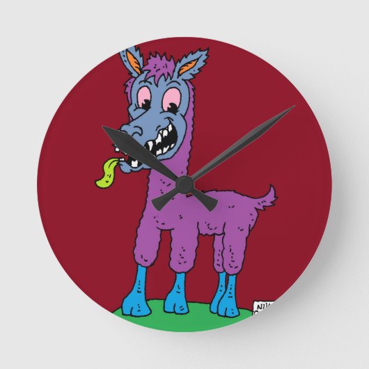 Albernes Lama-Monster Runde Wanduhr (Vorderseite)