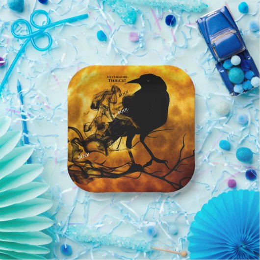 Albernes Nevermore Boo Black Raven Halloween-Party Pappteller (Party)