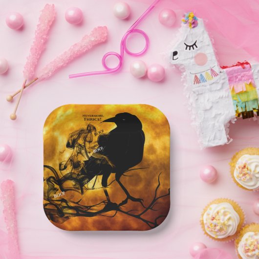 Albernes Nevermore Boo Black Raven Halloween-Party Pappteller (Party)