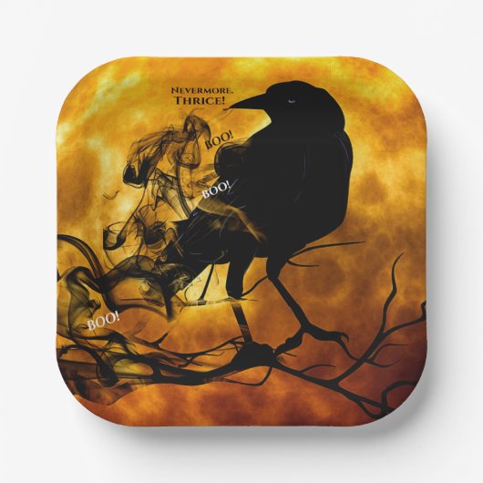 Albernes Nevermore Boo Black Raven Halloween-Party Pappteller (Vorderseite)