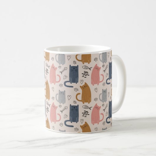 Albernes, Niedliches Katzenmuster Kaffeetasse (VorderseiteRechts)