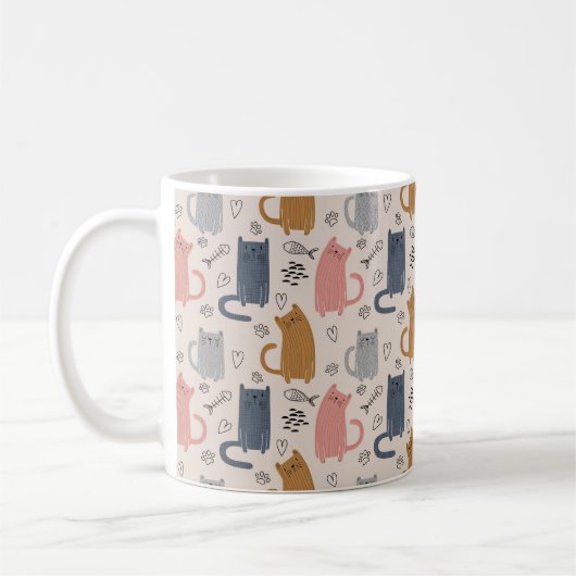 Albernes, Niedliches Katzenmuster Kaffeetasse (Links)