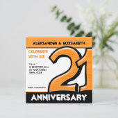 Albernes Orangenjahrs-Party Nummer 21 Einladung (Stehend Vorderseite)