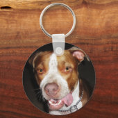 Albernes Pitbull-Portrait Schlüsselanhänger (Vorderseite)