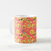 Albernes rotes Emoji Muster Kaffeetasse (Vorderseite Links)
