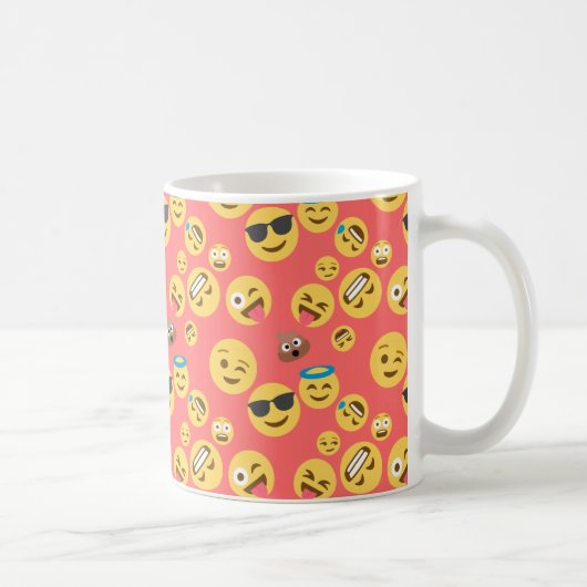 Albernes rotes Emoji Muster Kaffeetasse (Rechts)