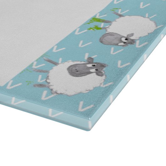 Albernes Schaf auf der Blauen Grenzglasschneide Schneidebrett (Ecke)