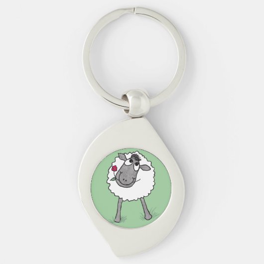 Albernes Schaf mit Blume, Schlüsselanhänger aus Me (Vorderseite)