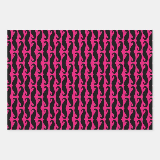 Albernes schwarzes Schnurrmuster Wrapping Paper Sh Geschenkpapier Set (Vorderseite 2)