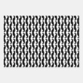 Albernes schwarzes Schnurrmuster Wrapping Paper Sh Geschenkpapier Set (Vorderseite)