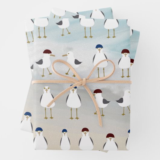 Albernes Seagulls Wrapping Paper Flat Sheet Set 3 Geschenkpapier Set (Beispiel)