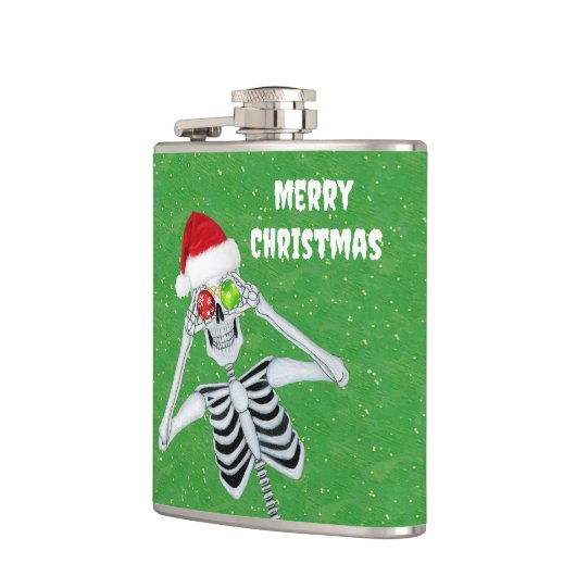 Albernes Weihnachtsgeschmack Eyes Green Gold Flachmann (Links)