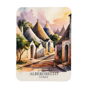 Alberobello Italien lTrulli Dorf Aquarell Retro Magnet