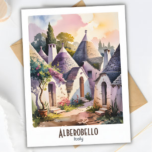 Alberobello Italien Trulli Aquarell Individueller  Postkarte