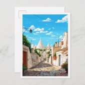 Alberobello Italien Vintage Illustration Postkarte (Vorne/Hinten)