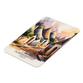 Alberobello Italy lTrulli Village Watercolor Retro Magnet (Linke Seite)