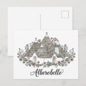 Alberobello Italy Trulli hat Blume Postkarte (Vorne/Hinten)