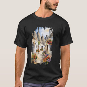 Alberobello Puglia Aquarellmalerei Vintage Ar T-Shirt