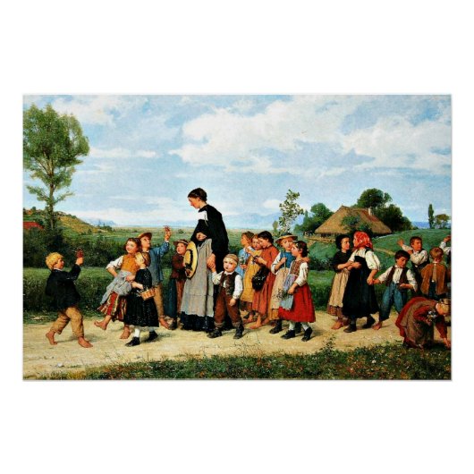 Albert Anker - Der Schulspaziergang Poster (Vorderseite)